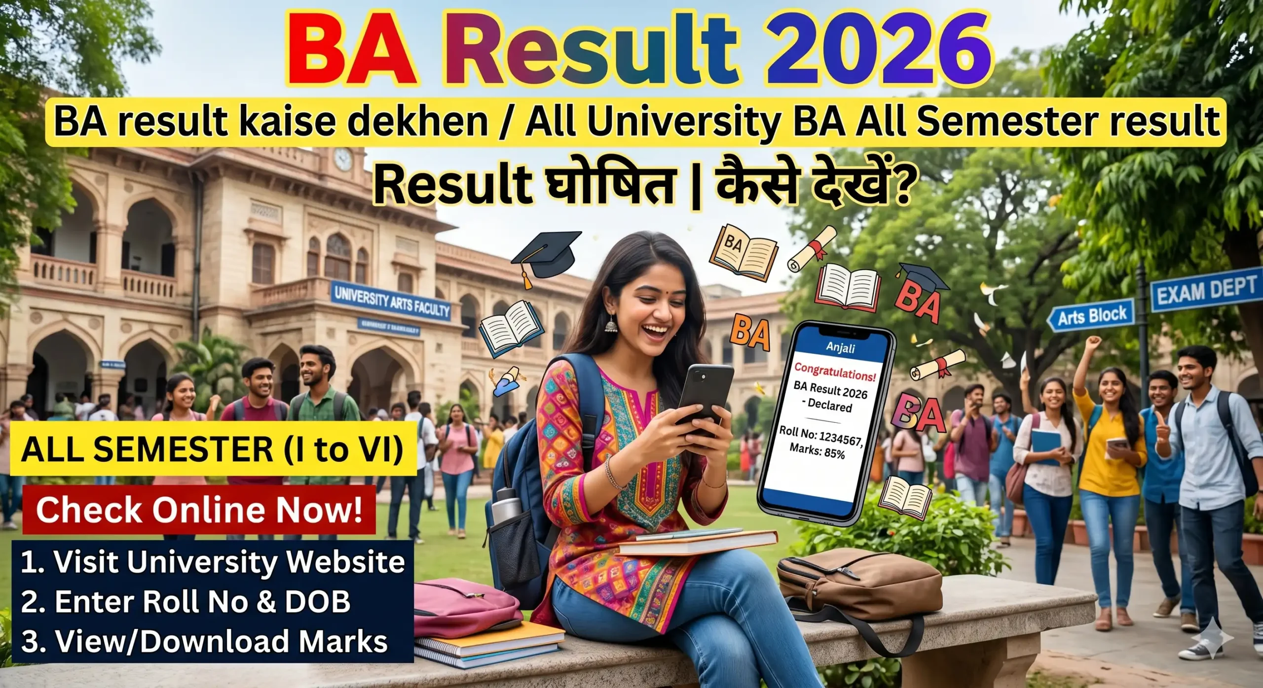 बीए रिजल्ट 2026 कैसे देखें